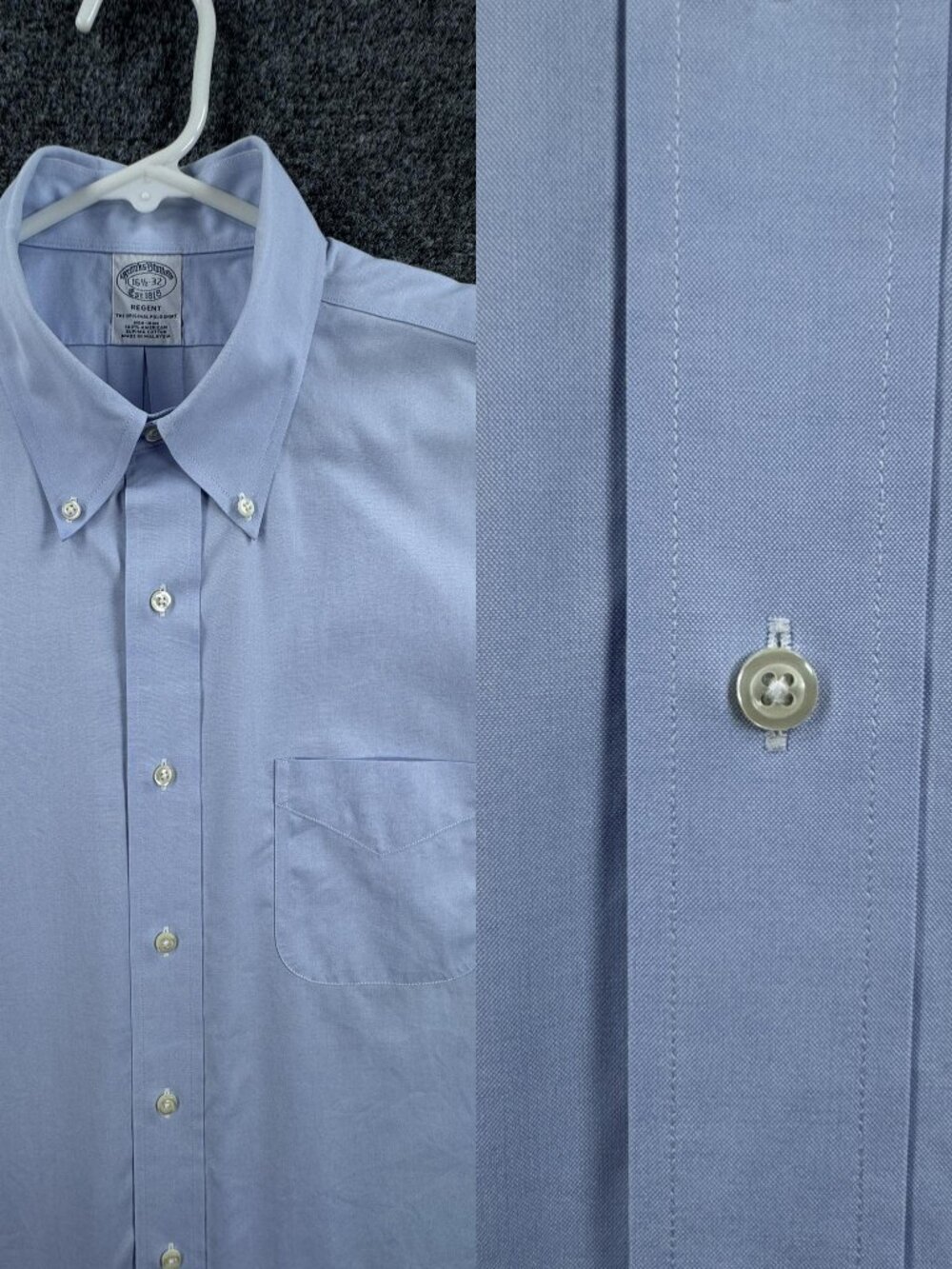 Brooks Brothers Blue Regent Supima 16.5 32 Men Non-Iron Button-Down Cotton Shirt
